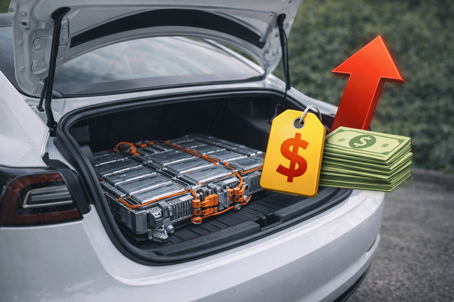 Trocar a bateria é caro em carro elétrico com módulo de bateria exposto no porta-malas