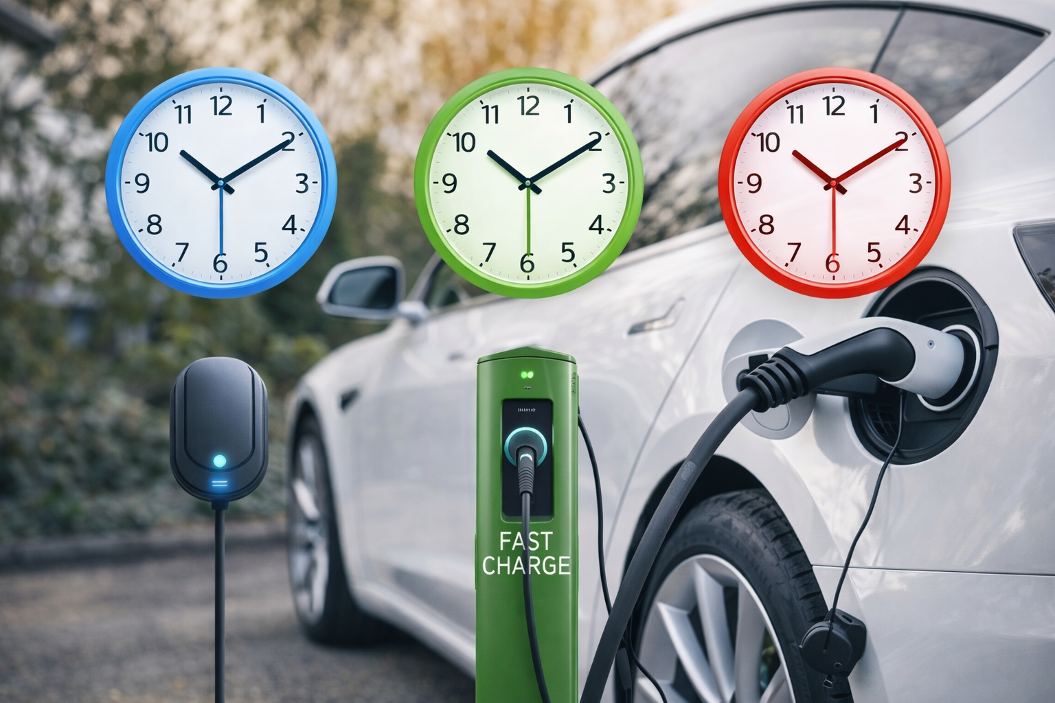 Quanto tempo leva para carregar um carro elétrico com veículo conectado a carregador residencial