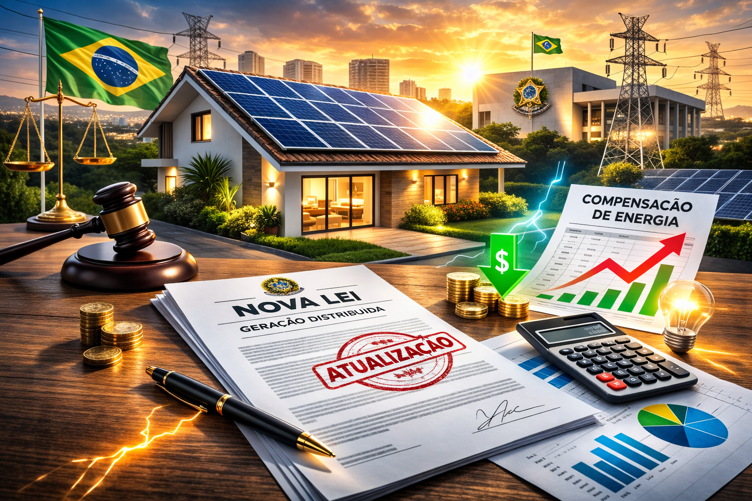 Energia solar foi taxada com residência equipada com painéis solares e documento legal