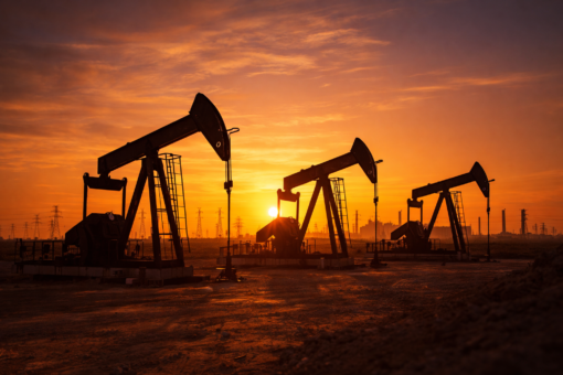 Campo de extração de petróleo representando a matriz energética global