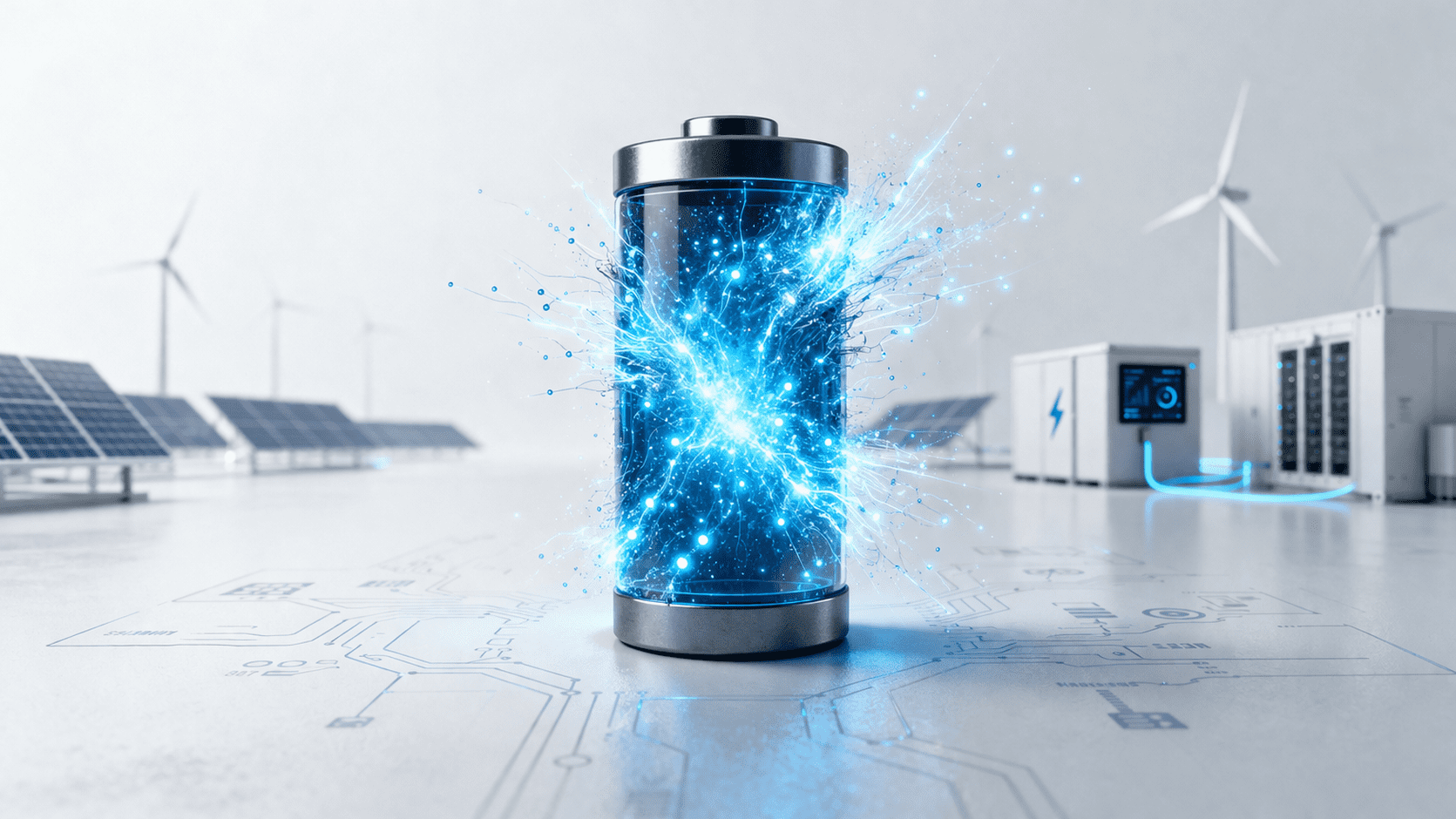 Elementos de energia e tecnologia representando tendências do setor de energia em 2026