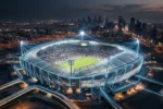 Quanta Energia Elétrica um Estádio Consome na Copa do Mundo em 2026 Estádio moderno da Copa do Mundo 2026 iluminado durante uma partida mostrando a grande infraestrutura de energia elétrica utilizada no evento.